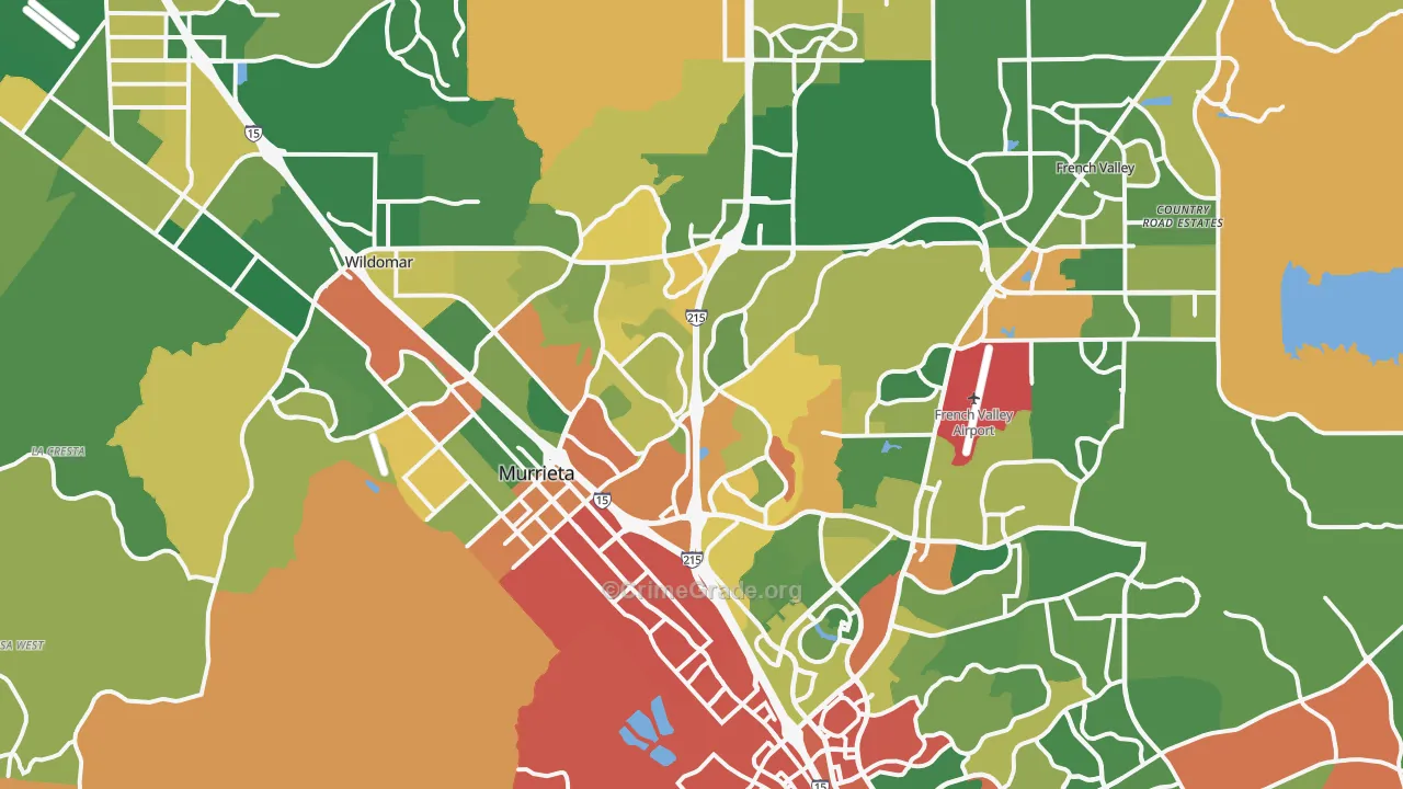 Murrieta, CA Map of Robbery Rates