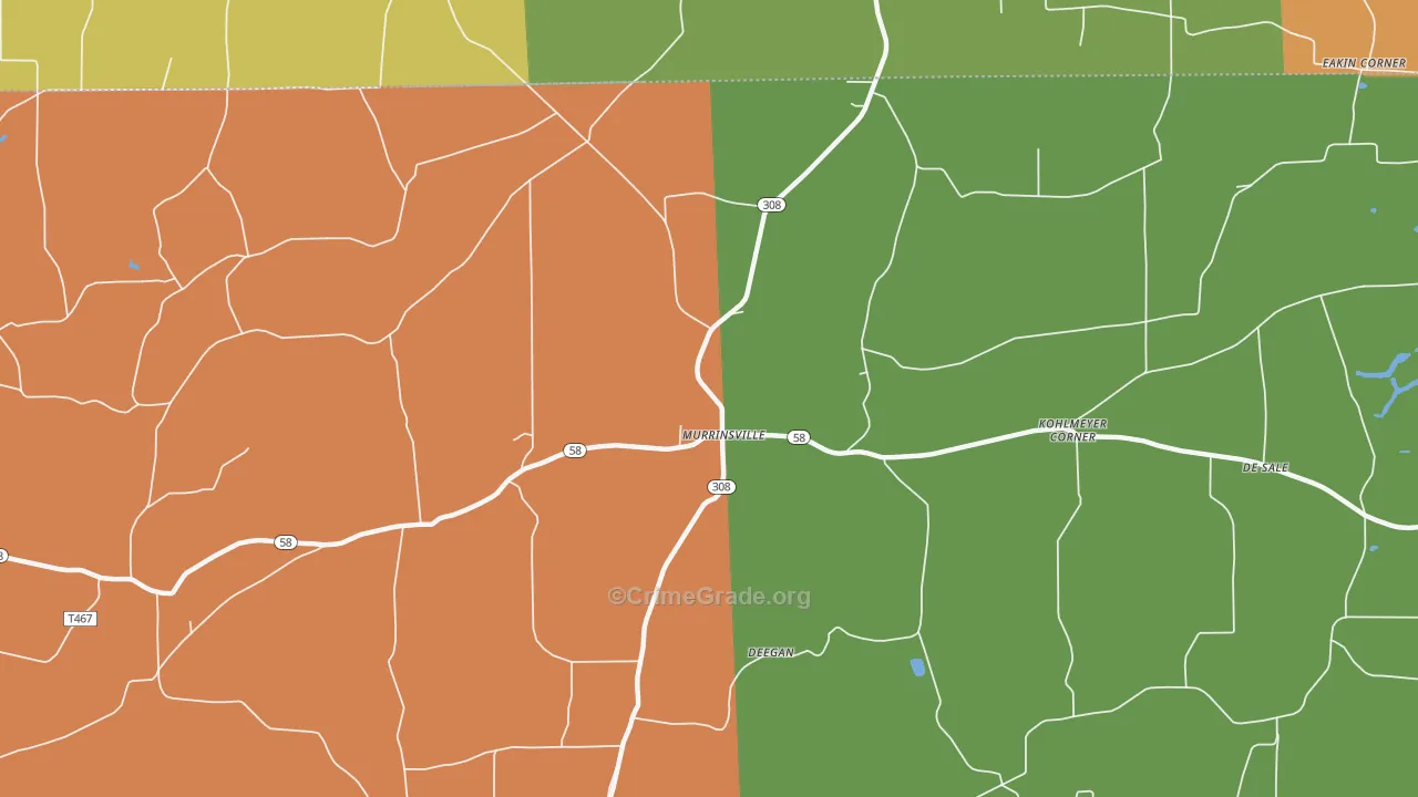Murrinsville, PA Map of Robbery Rates