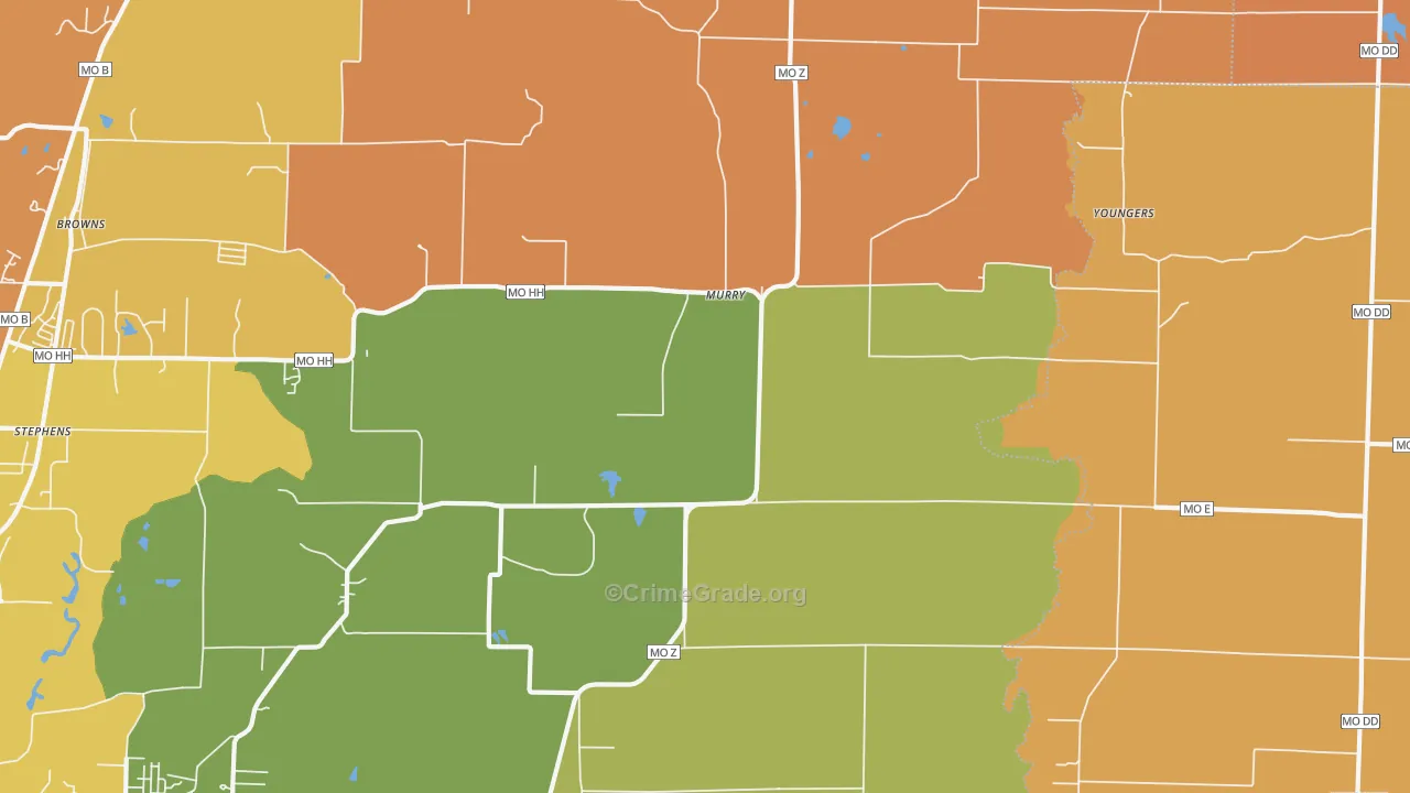 Murry, MO Map of Robbery Rates