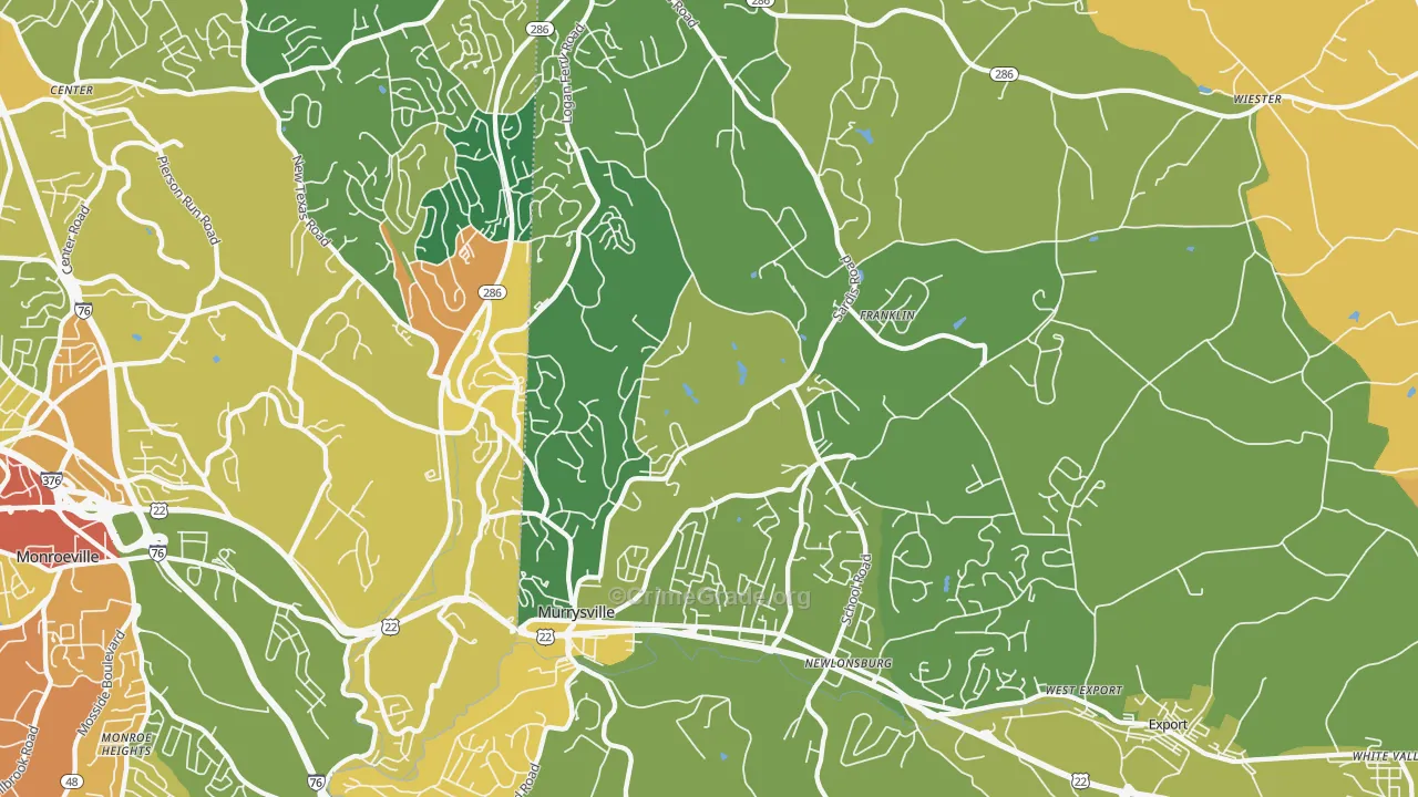 Murrysville, PA Map of Robbery Rates