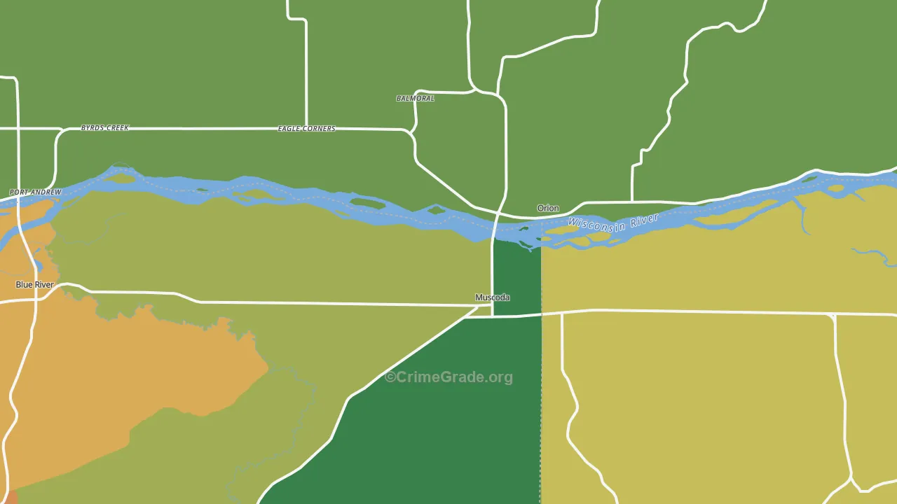 Muscoda, WI Map of Robbery Rates
