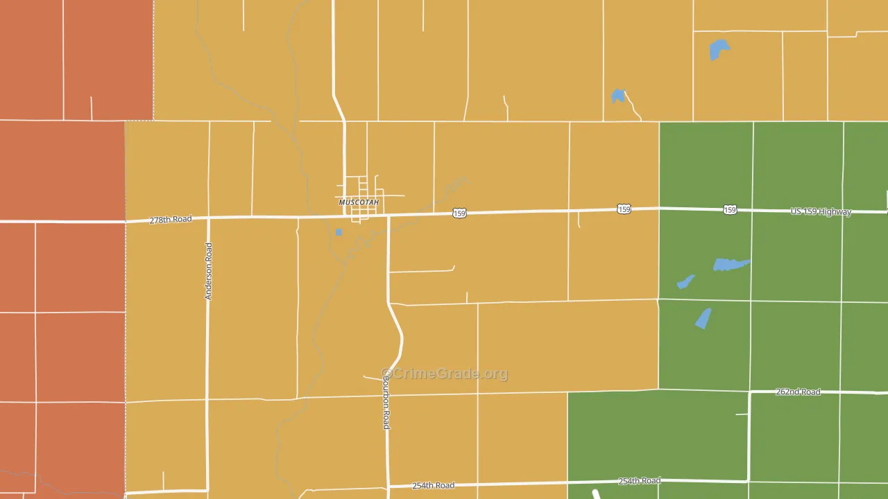 Muscotah, KS Map of Robbery Rates