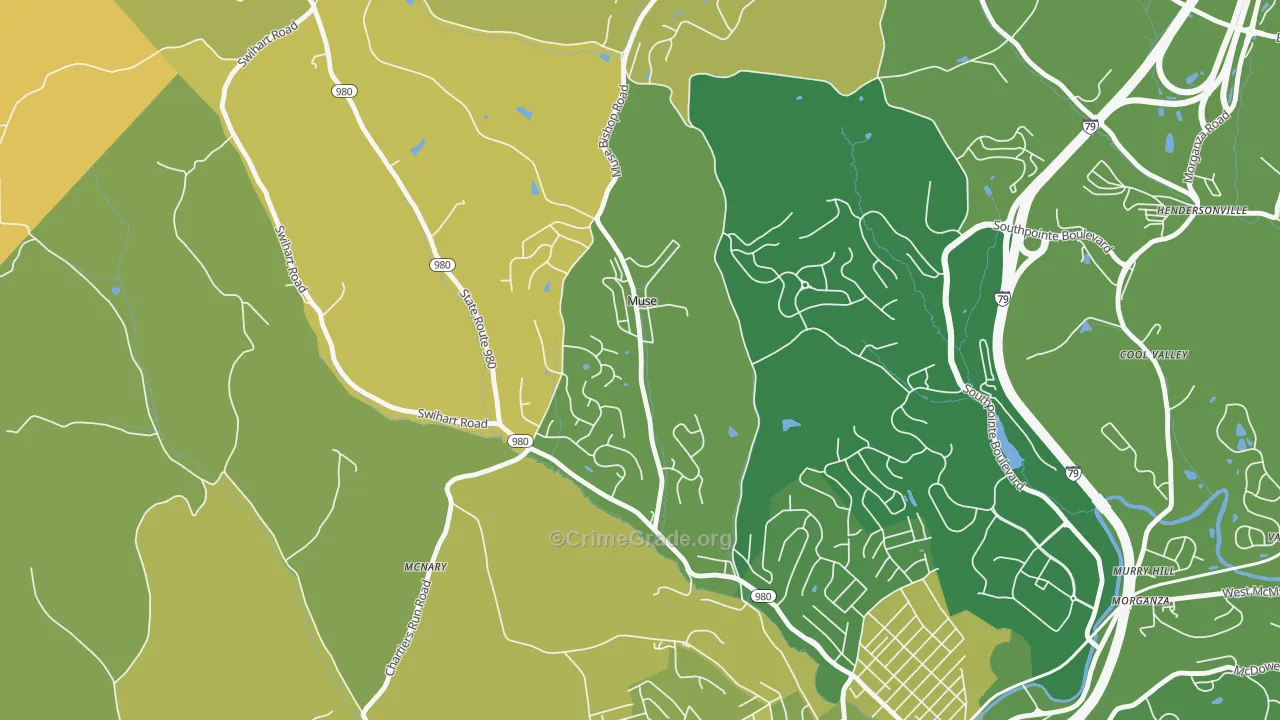 Muse, PA Map of Robbery Rates