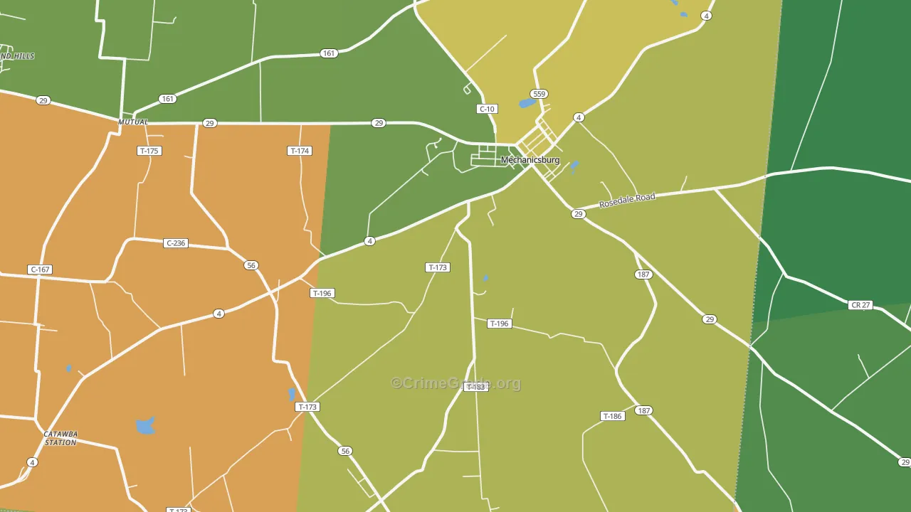 Mutual, OH Map of Robbery Rates