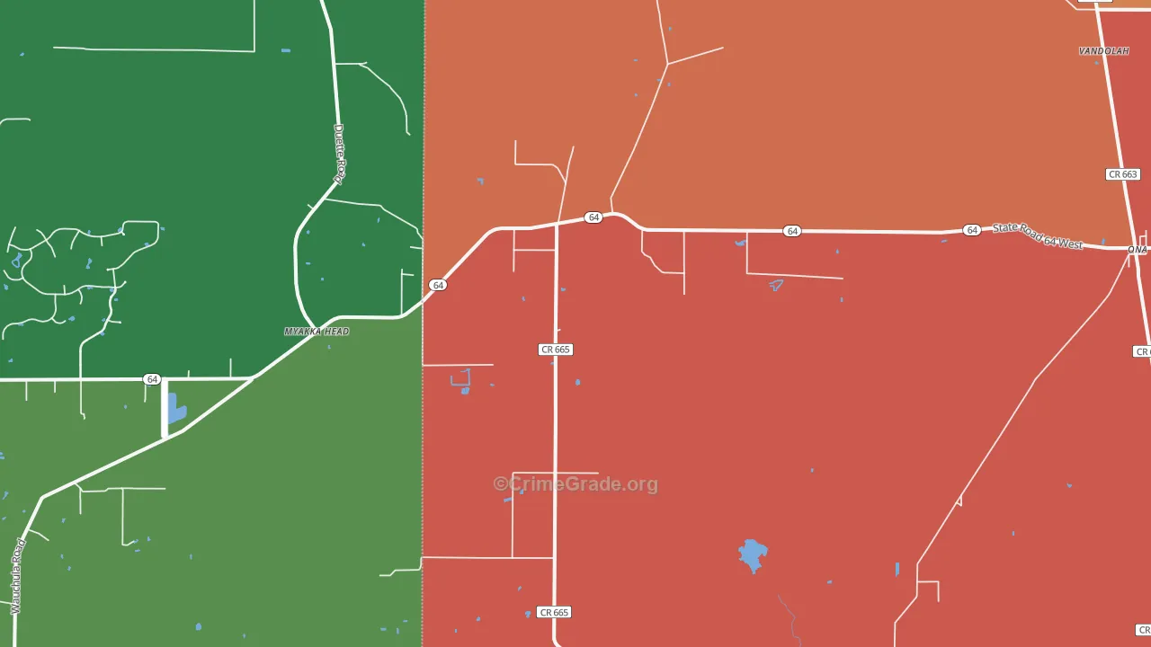 Myakka Head, FL Map of Robbery Rates