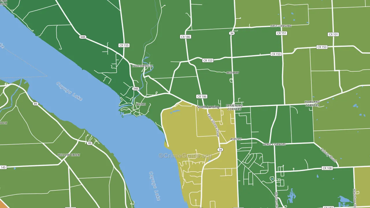 Myers, NY Map of Robbery Rates