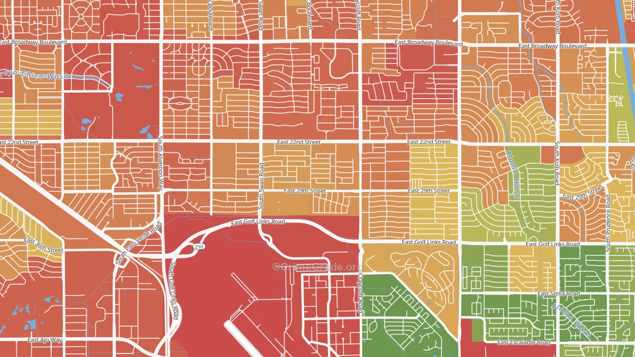 Myers, Tucson, AZ Map of Robbery Rates