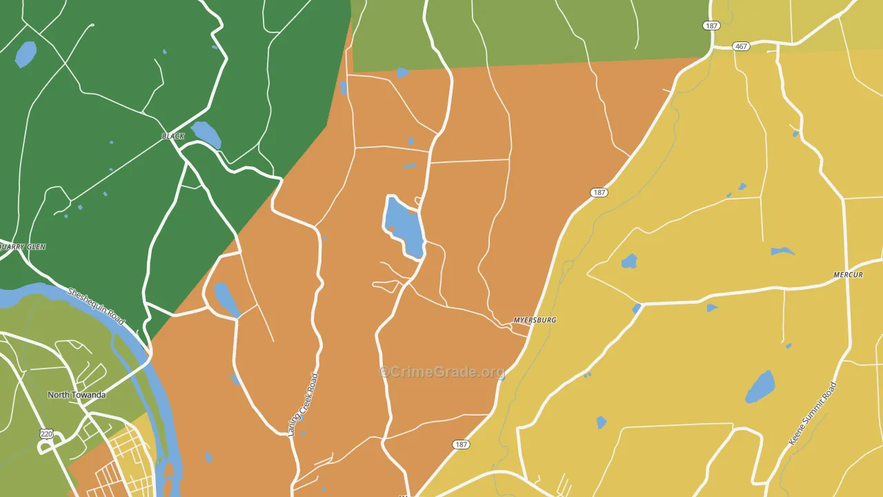 Myersburg, PA Map of Robbery Rates