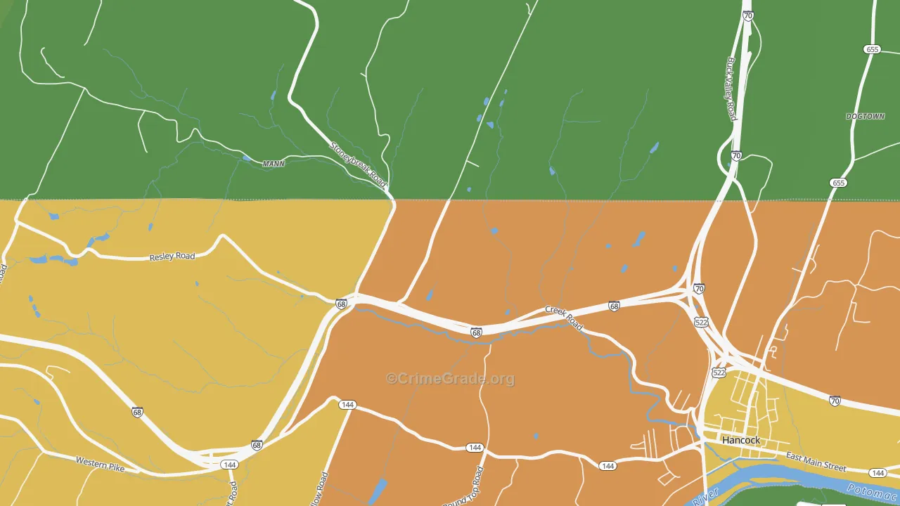 Myersdale, MD Map of Robbery Rates