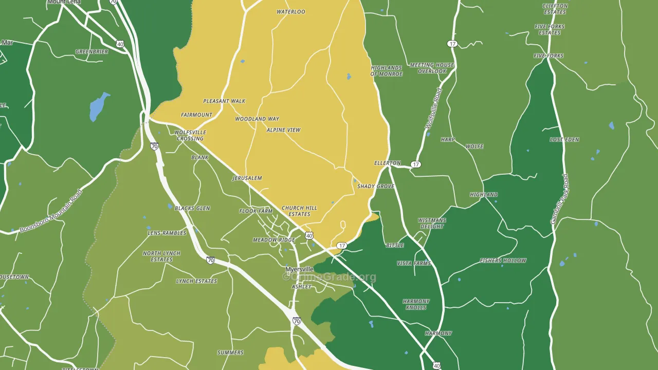 Myersville, MD Map of Robbery Rates