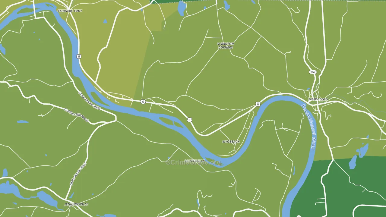 Myobeach, PA Map of Robbery Rates
