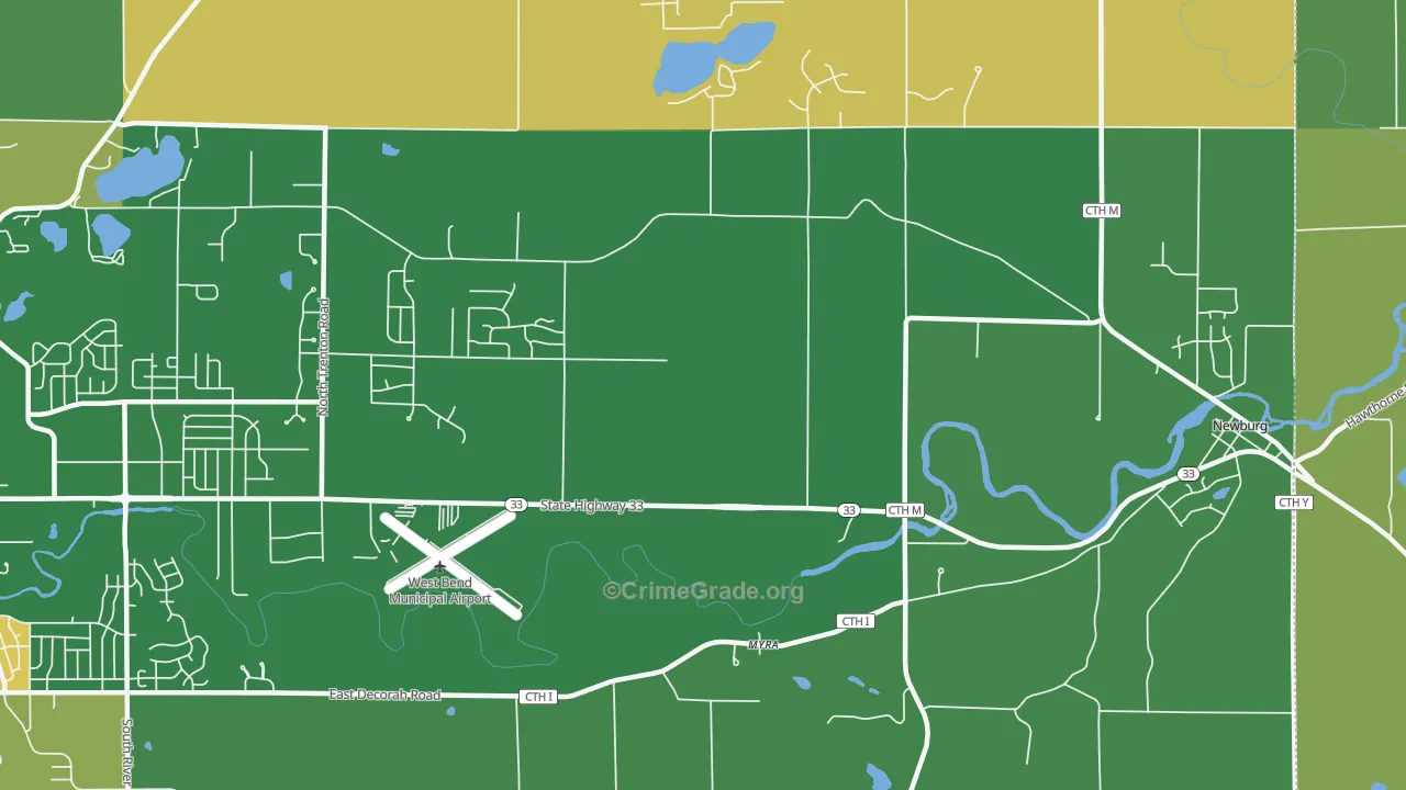 Myra, WI Map of Robbery Rates