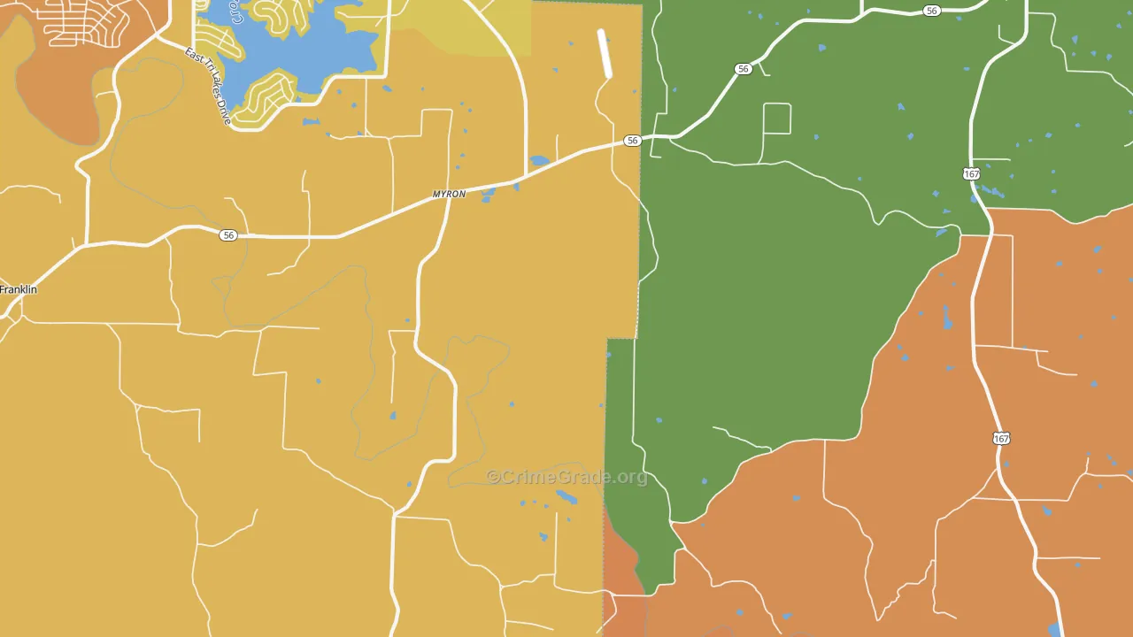Myron, AR Map of Robbery Rates