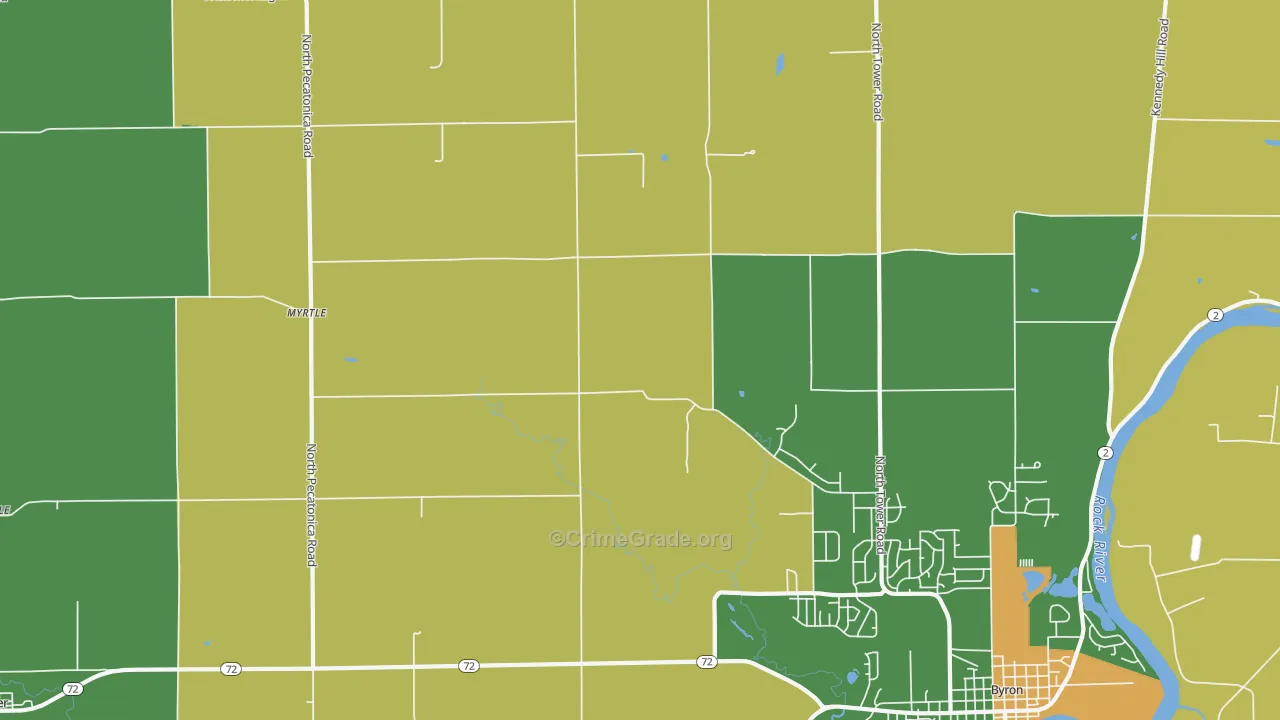 Myrtle, IL Map of Robbery Rates