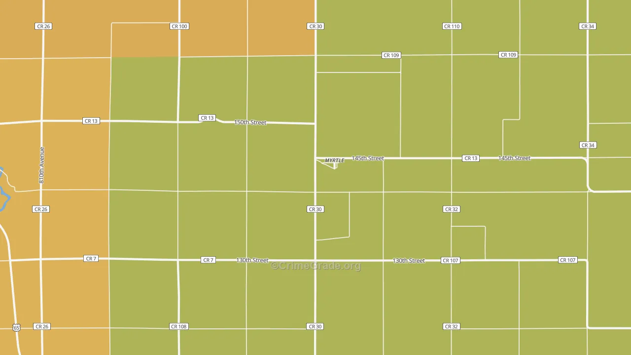 Myrtle, MN Map of Robbery Rates