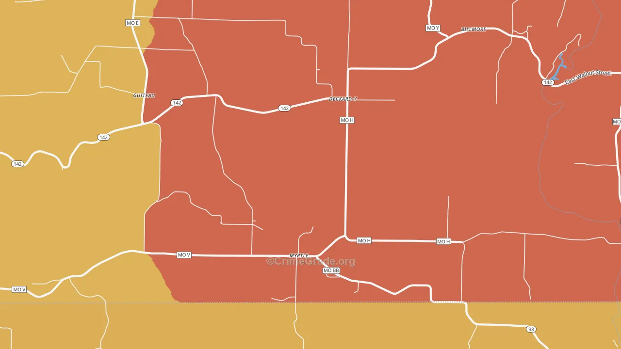 Myrtle, MO Map of Robbery Rates