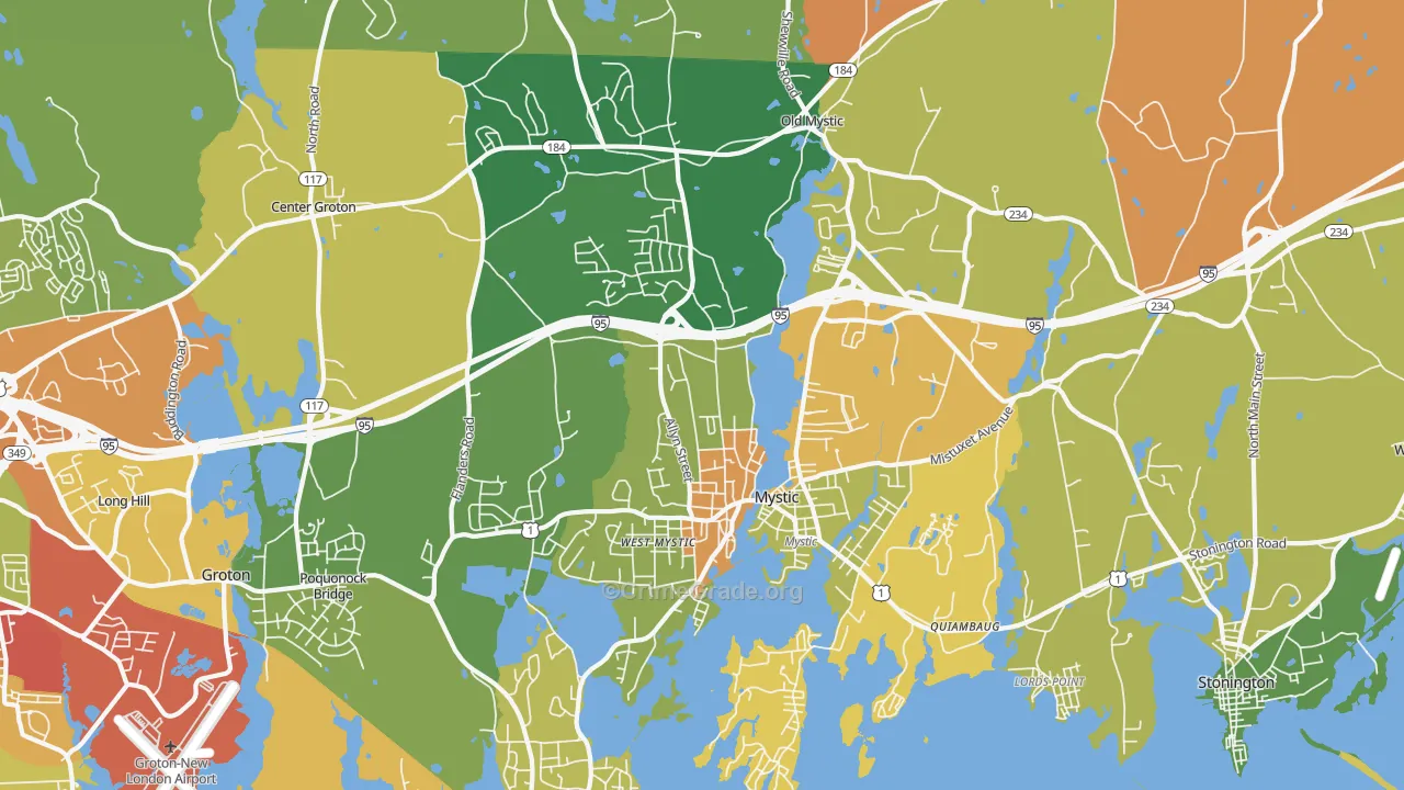 Mystic, CT Map of Robbery Rates