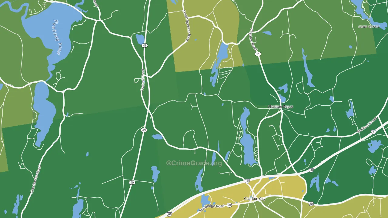 Mystic Grove, MA Map of Robbery Rates