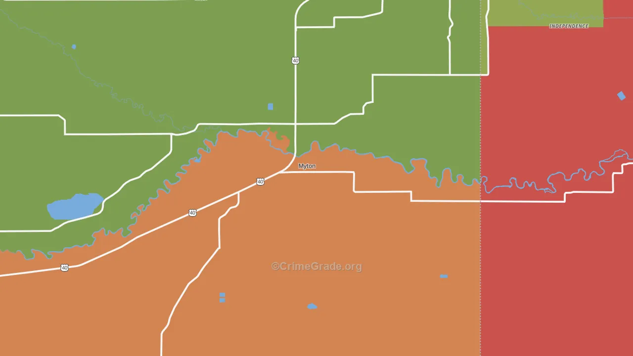 Myton, UT Map of Robbery Rates