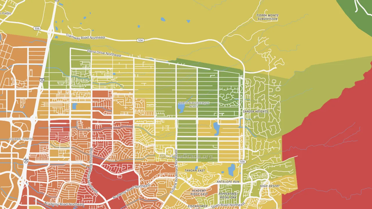 N Albuquerque Acres, Albuquerque, NM Map of Robbery Rates