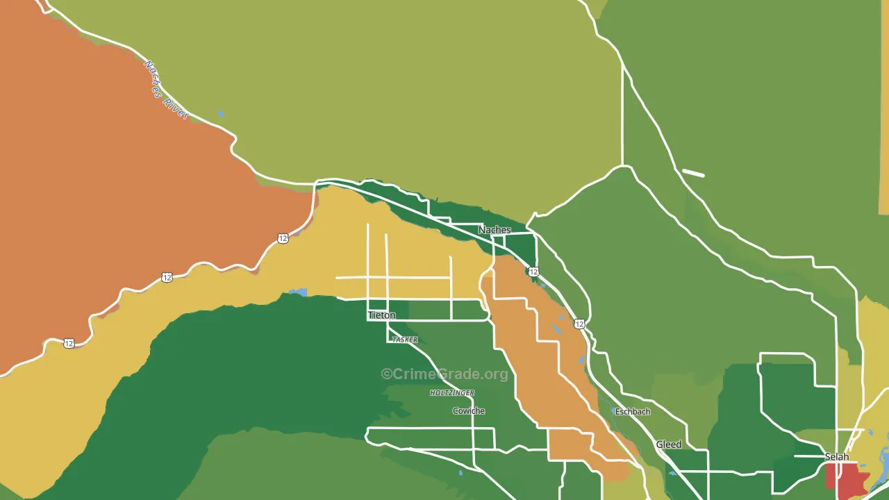 Naches, WA Map of Robbery Rates