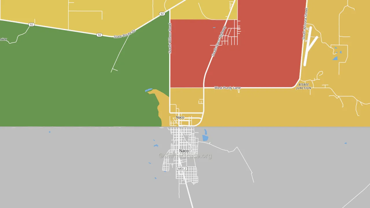 Naco, AZ Map of Robbery Rates