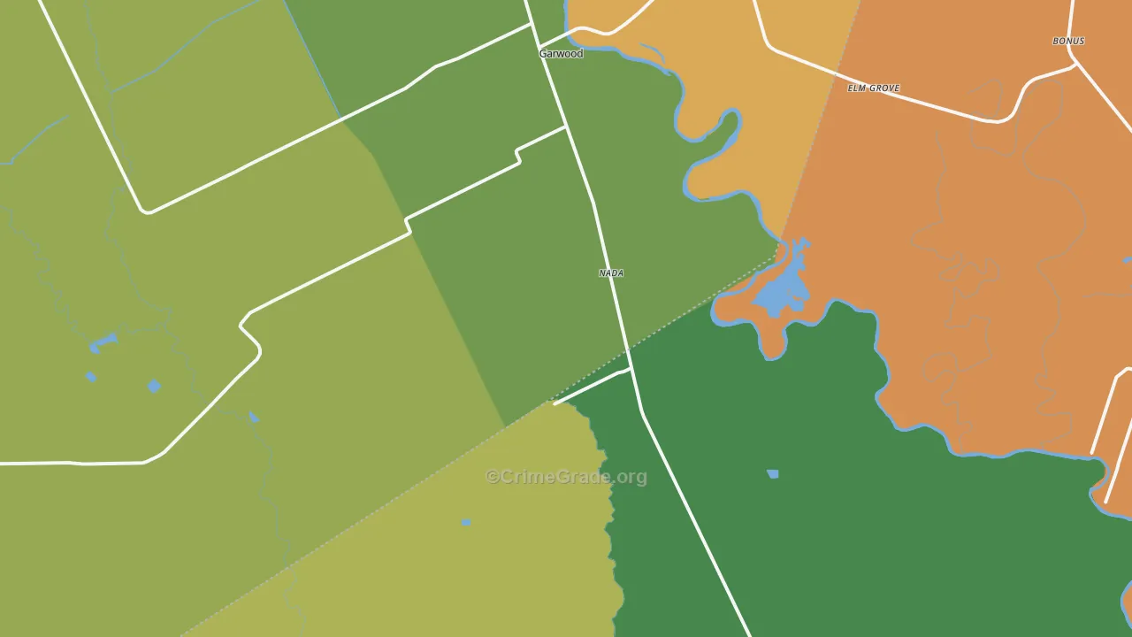 Nada, TX Map of Robbery Rates