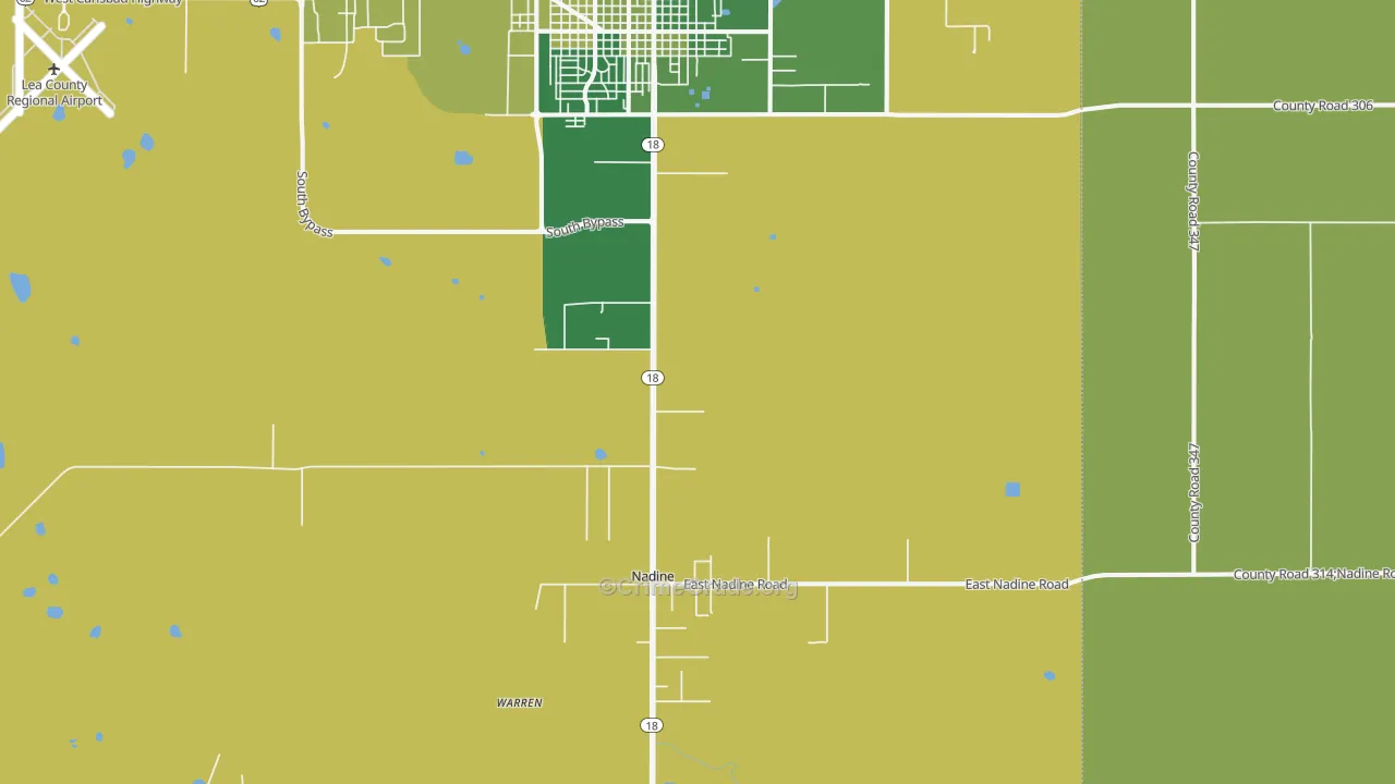 Nadine, NM Map of Robbery Rates