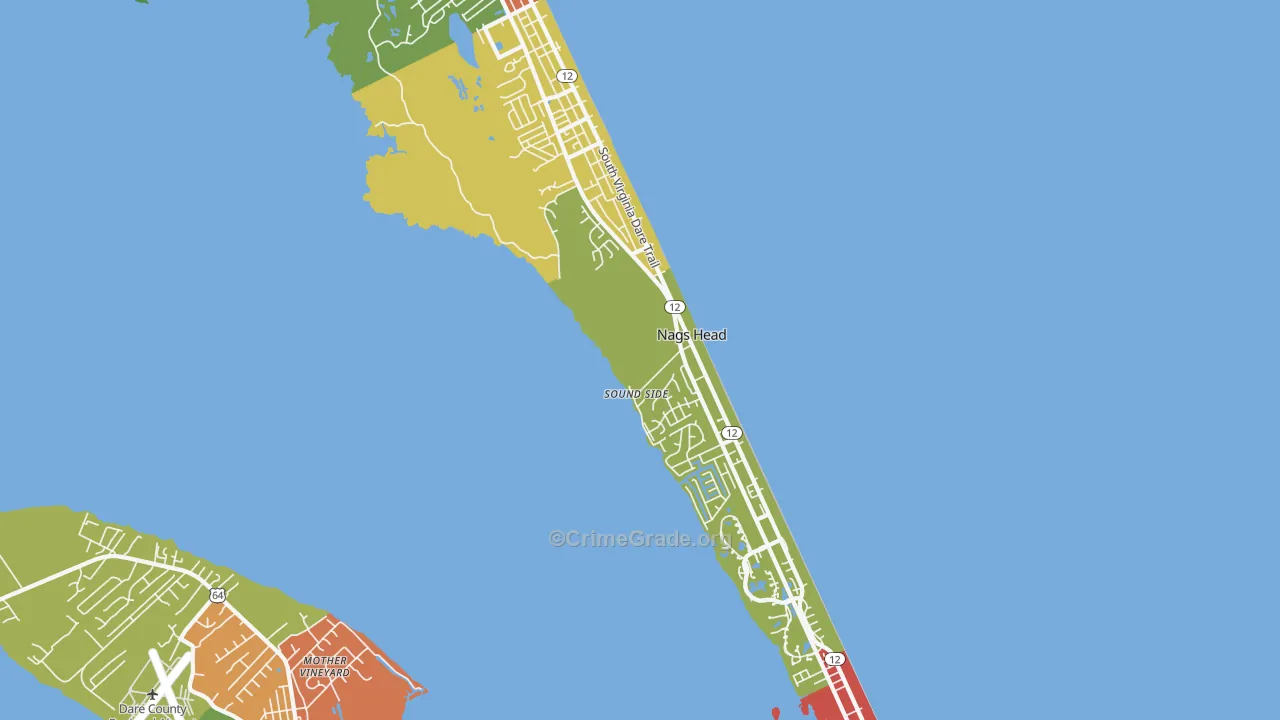 Nags Head, NC Map of Robbery Rates