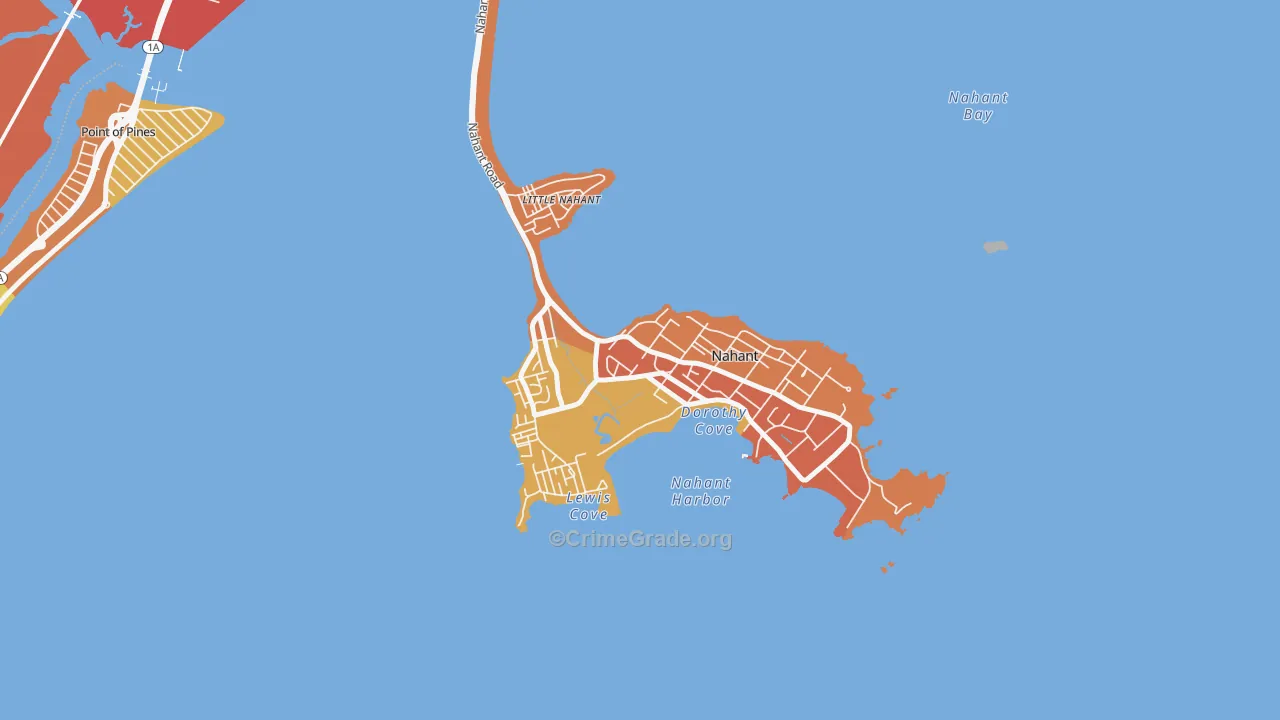 Nahant, MA Map of Robbery Rates