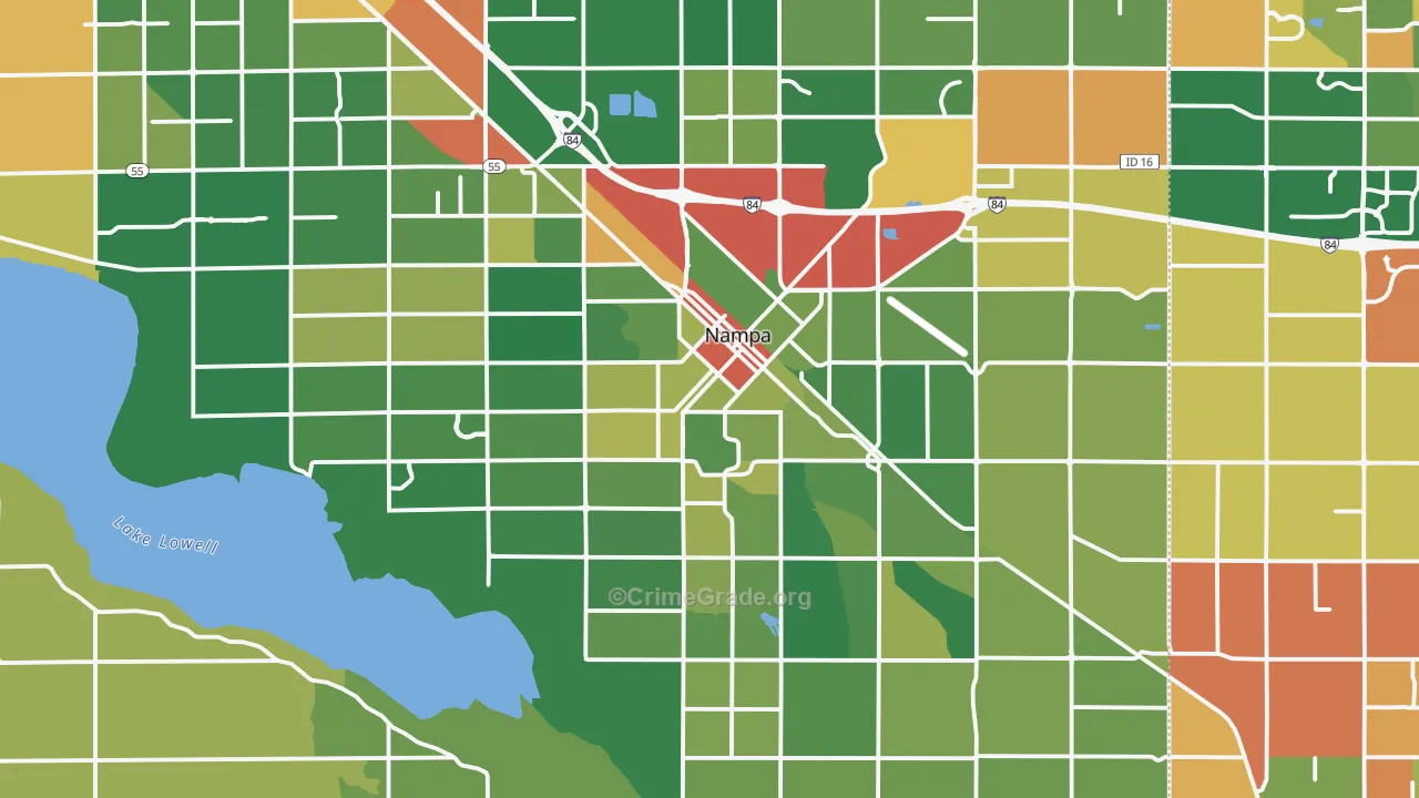 Nampa, ID Map of Robbery Rates