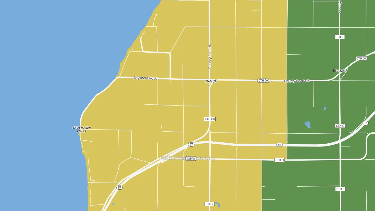 Namur, WI Map of Robbery Rates