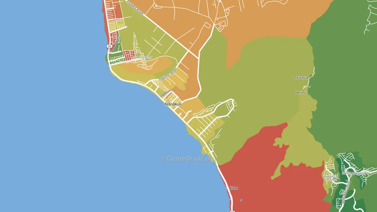 Nanakuli, HI Map of Robbery Rates