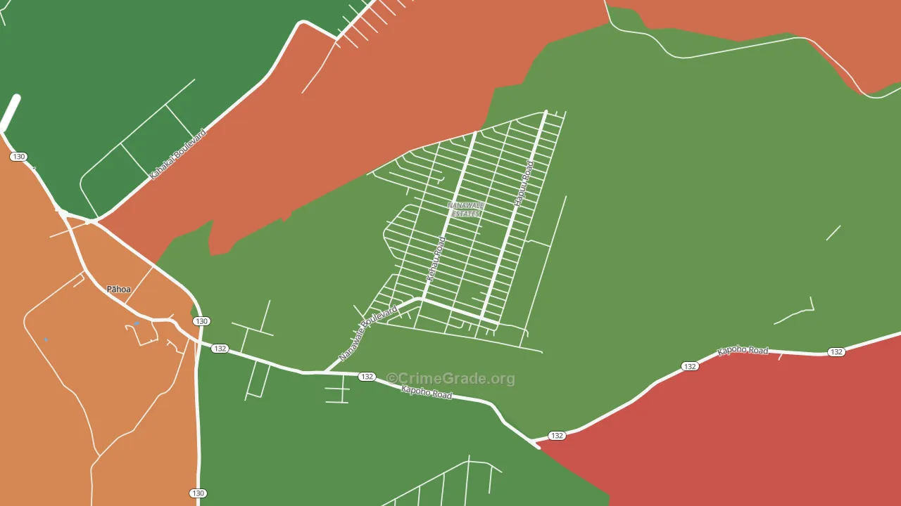 Nanawale Estates, HI Map of Robbery Rates