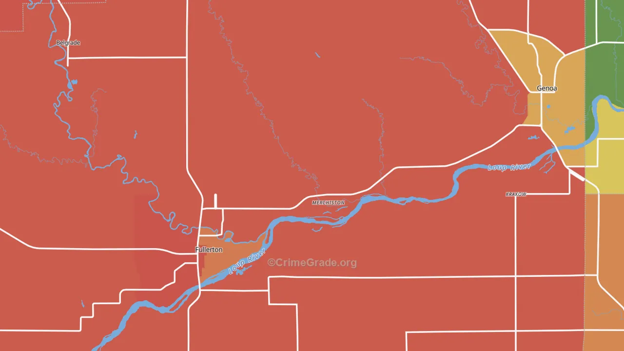 Nance County, NE Map of Robbery Rates