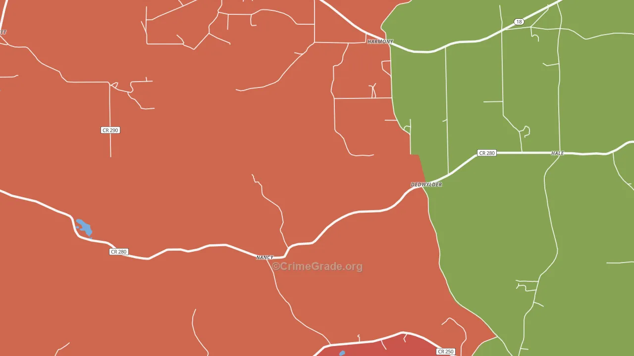Nancy, MS Map of Robbery Rates