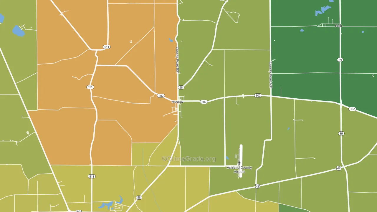 Nankin, OH Map of Robbery Rates