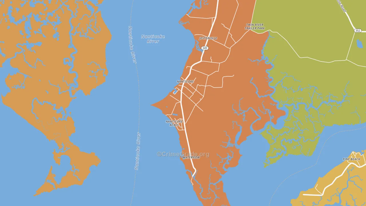 Nanticoke, MD Map of Robbery Rates