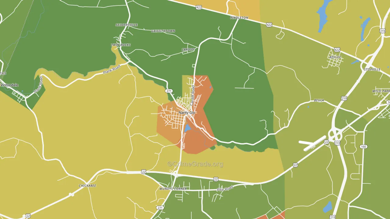 Nanty-Glo, PA Map of Robbery Rates