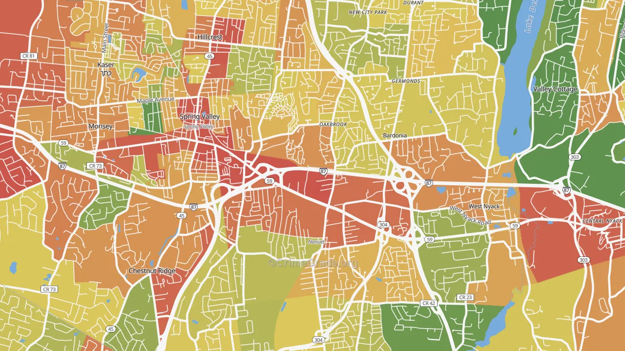 Nanuet, NY Map of Robbery Rates