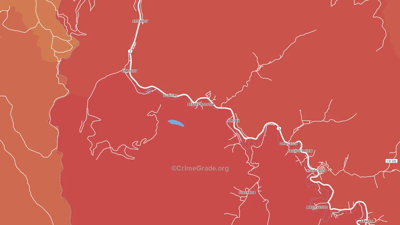 Naoma, WV Map of Robbery Rates