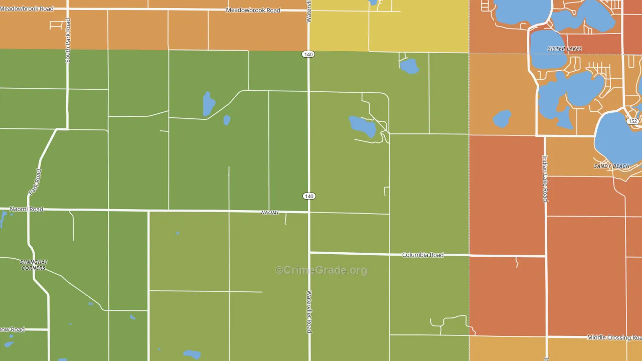 Naomi, MI Map of Robbery Rates