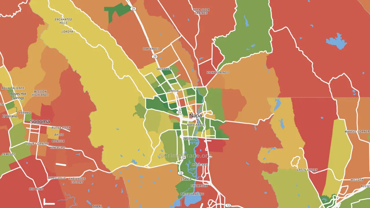 Napa, CA Map of Robbery Rates