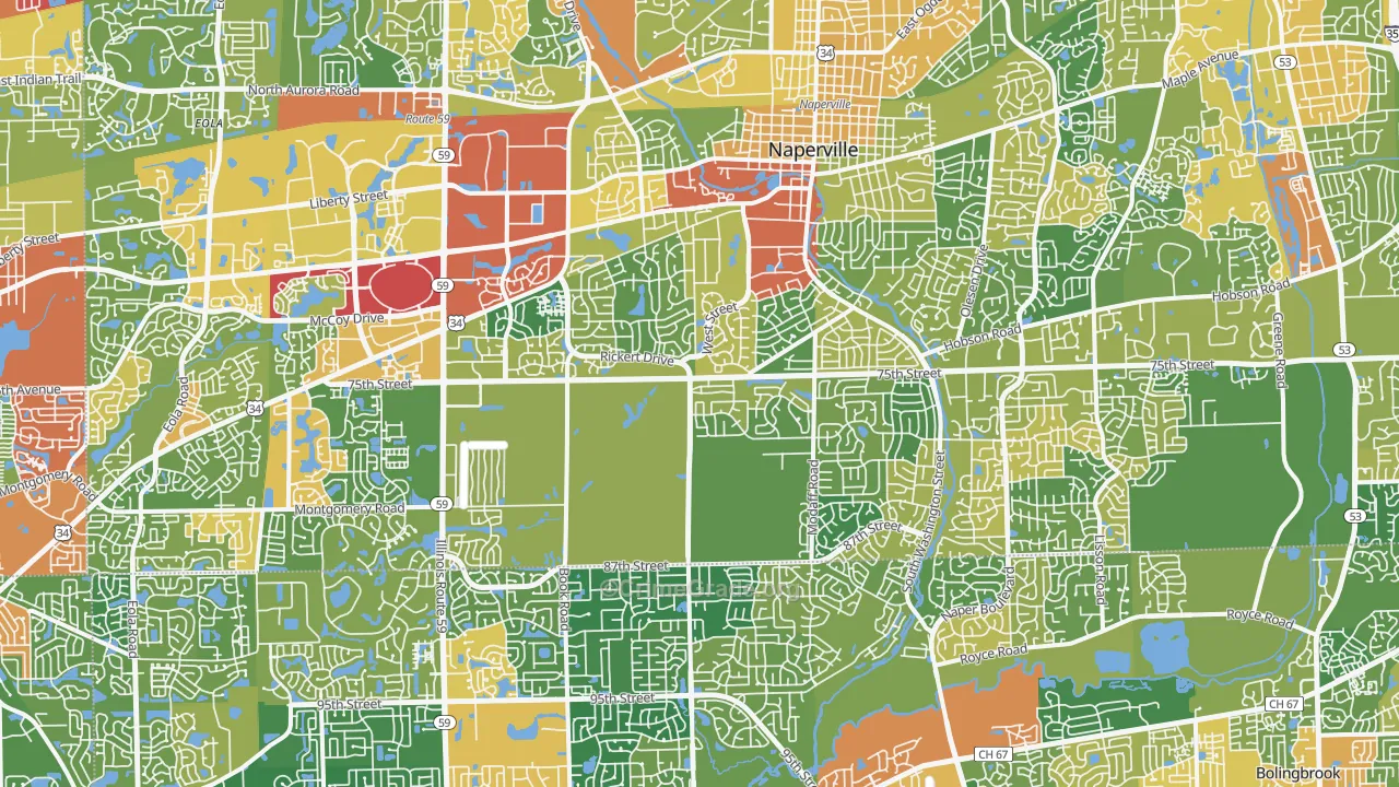 Naperville, IL Map of Robbery Rates