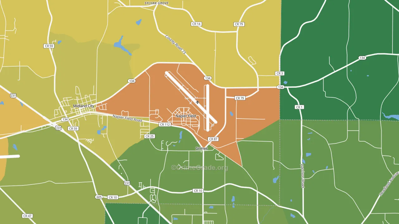 Napier Field, AL Map of Robbery Rates