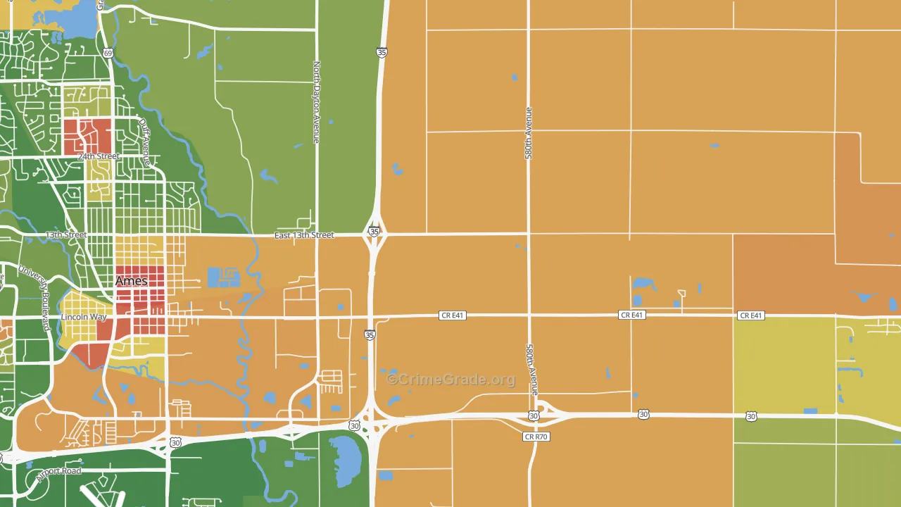 Napier, IA Map of Robbery Rates