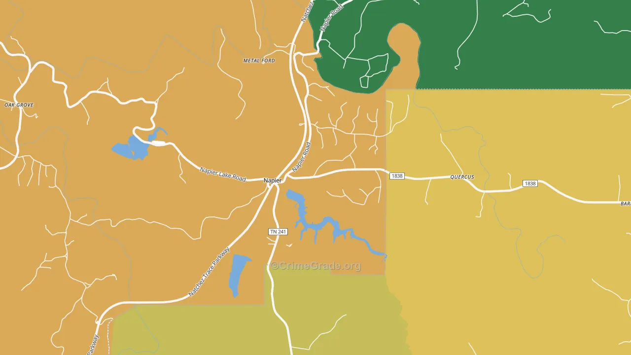Napier, TN Map of Robbery Rates
