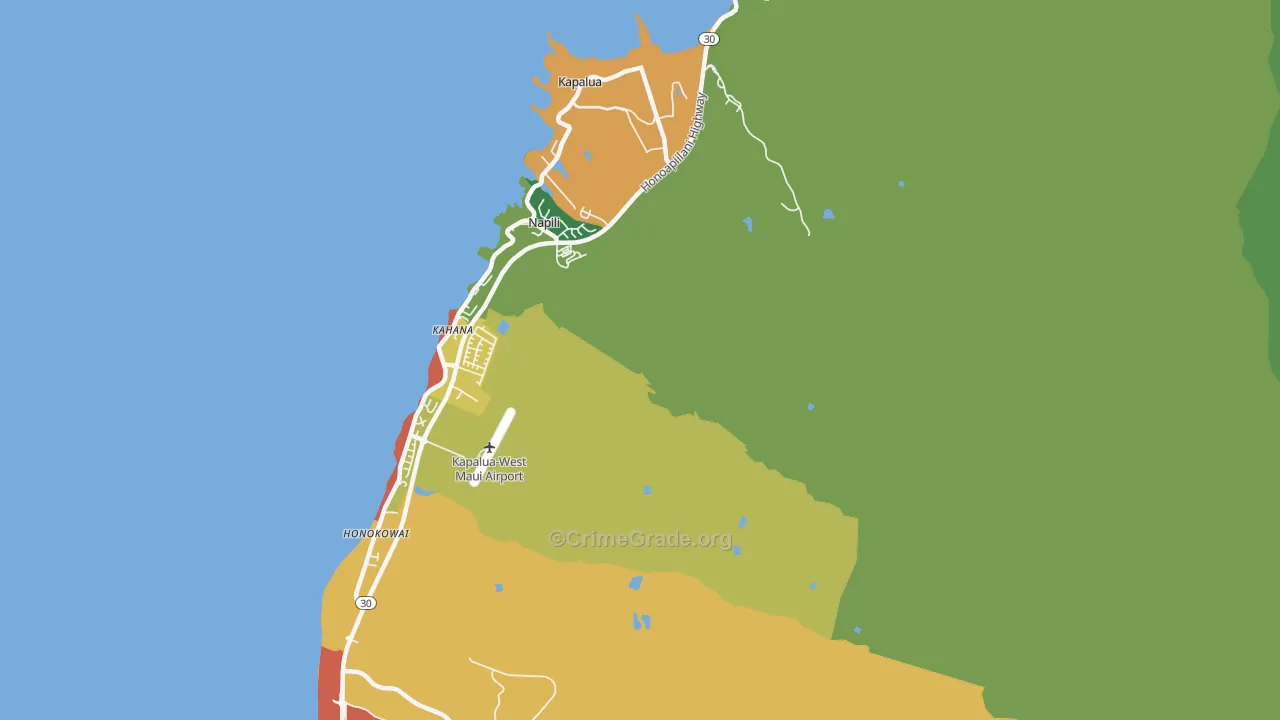 Napili, HI Map of Robbery Rates