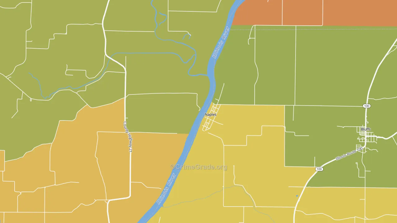 Naples, IL Map of Robbery Rates