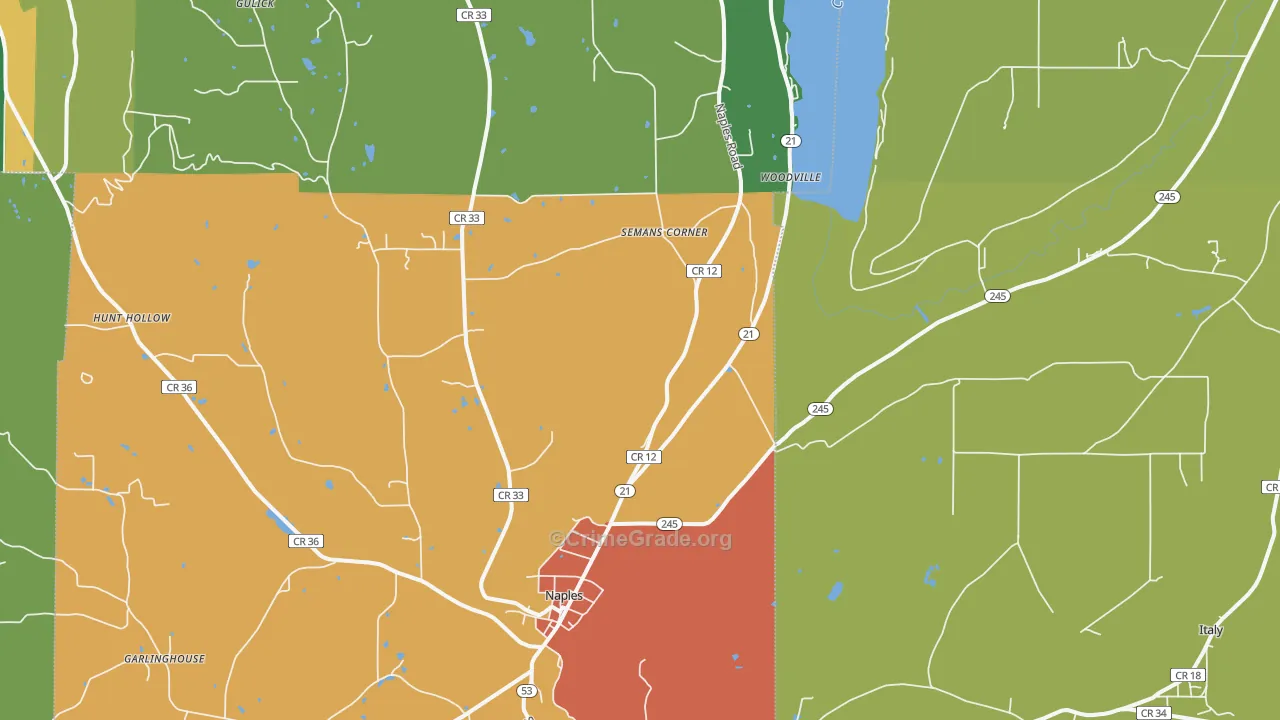 Naples, NY Map of Robbery Rates